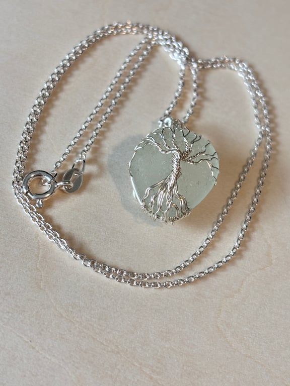 Scottish sea glass Tree of Life pendant - Made in Scotland