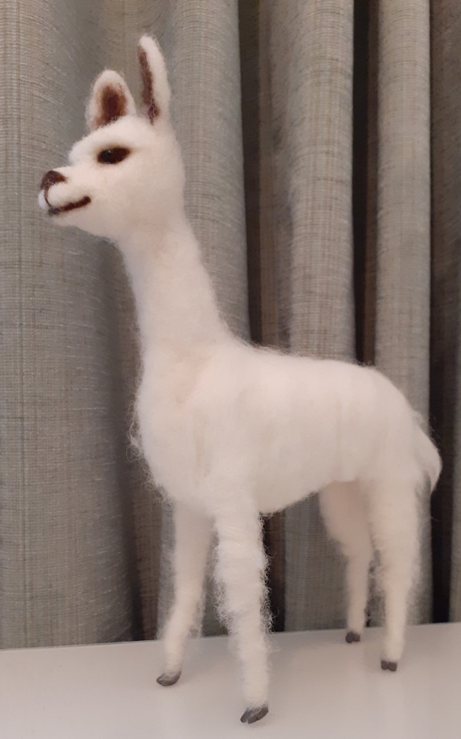  SNOWDROP Llama sculpture ooak,collectable needle felted wool 