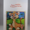 Wobbly Head Tiger Birthday Card, Decoupage,3D, Personalise