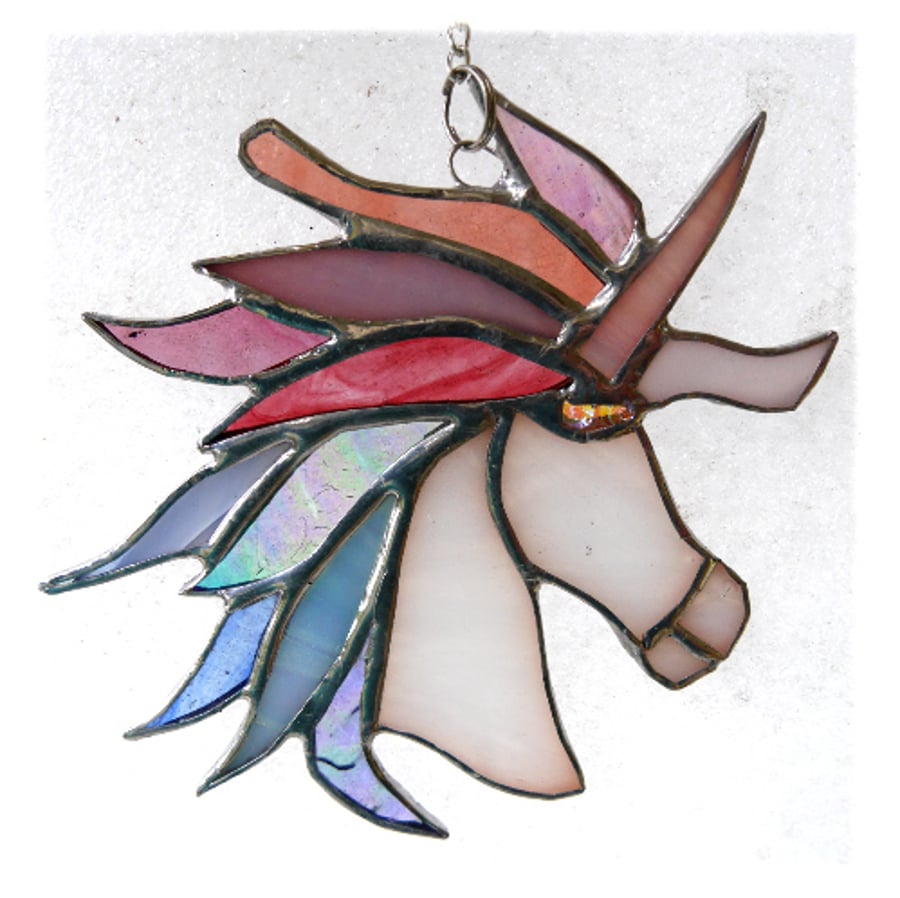 Unicorn Suncatcher Stained Glass Handmade 025 Pastel