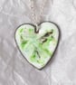 pendant - heart: scrolled brown and green on white - Image 2