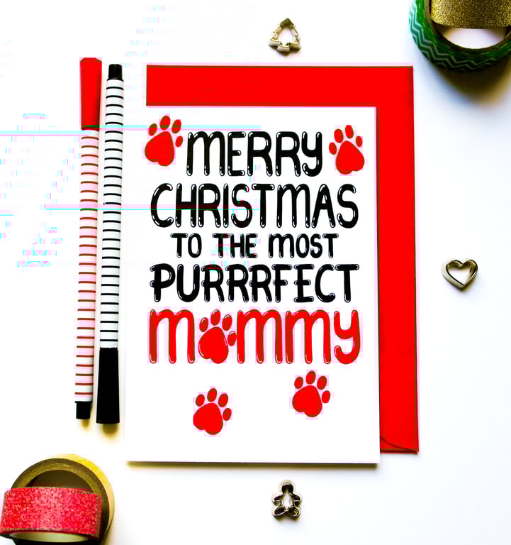 Christmas Card Purrrfect Mummy Card from the Cat Fur Baby Mummy Christmas Card