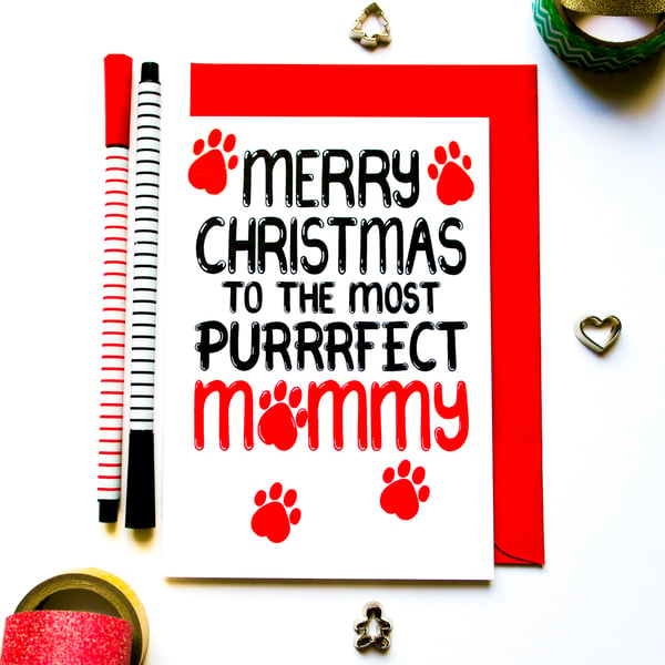 Christmas Card Purrrfect Mummy Card from the Cat Fur Baby Mummy Christmas Card