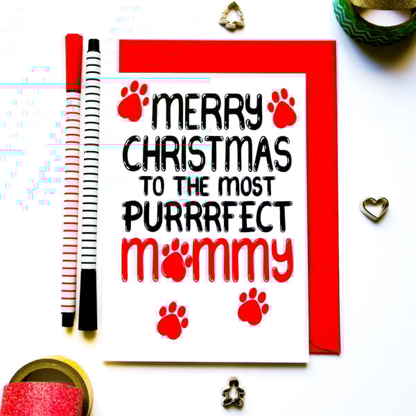 Christmas Card Purrrfect Mummy Card from the Cat Fur Baby Mummy Christmas Card