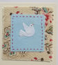 Dove of Peace hand stitched miniature with pretty fabric background - Image 2