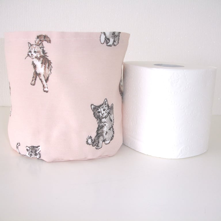 Toilet Roll Holder Loo Roll Storage Basket Bathroom Kitchen Cats Shampoo Tidy