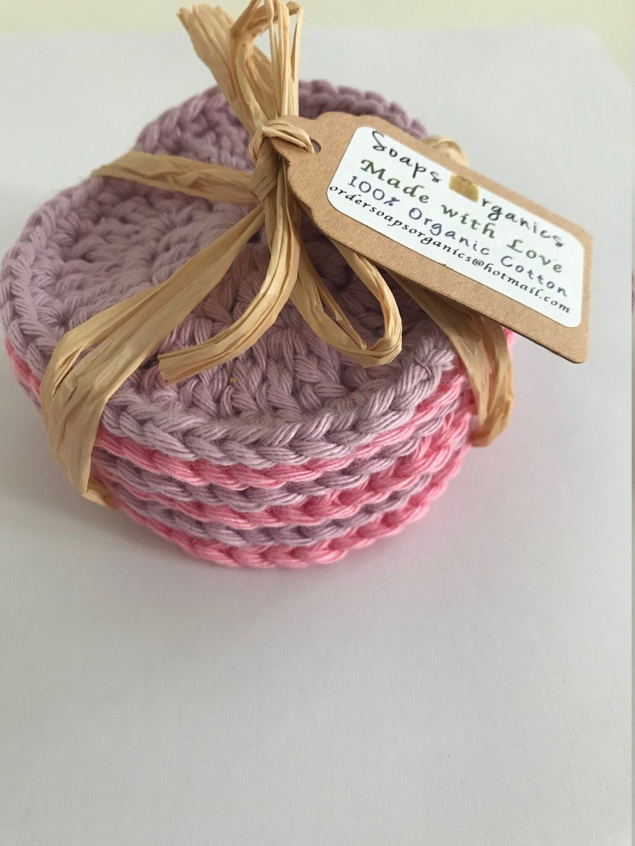 Crocheted Organic Cotton Face Scrubbies, 100% Organic Cotton, Organic Cotton, Fa
