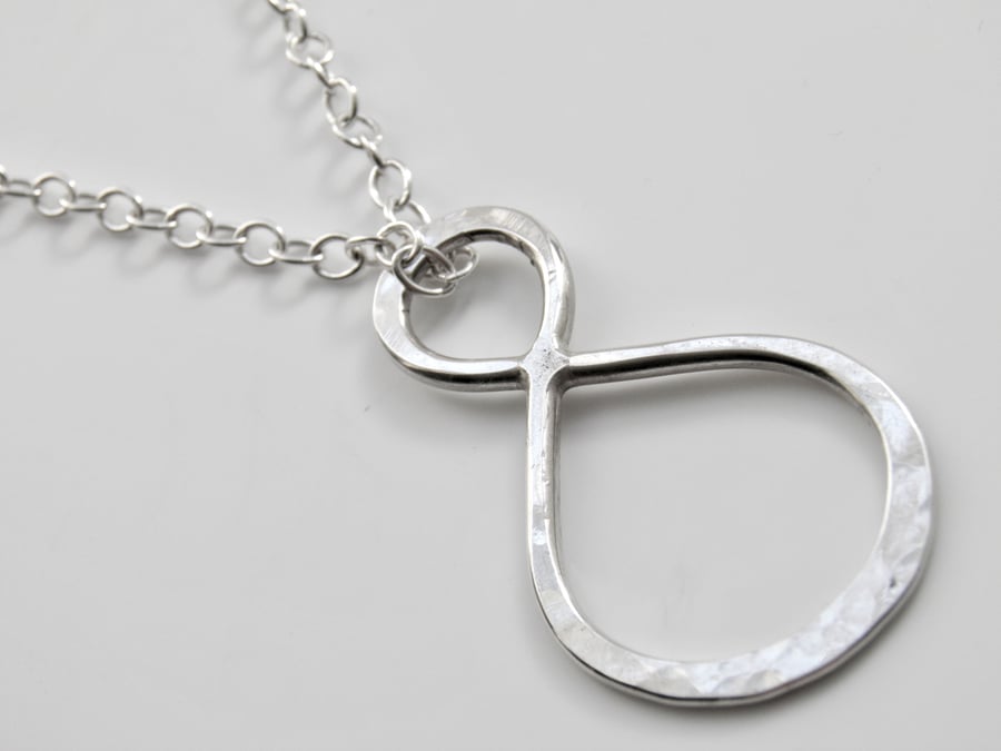 Large Handcrafted Sterling Silver Heart Necklace on Chain