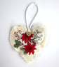 Poinsettia Small Christmas Heart Decoration, Hanging Decoration - Image 3