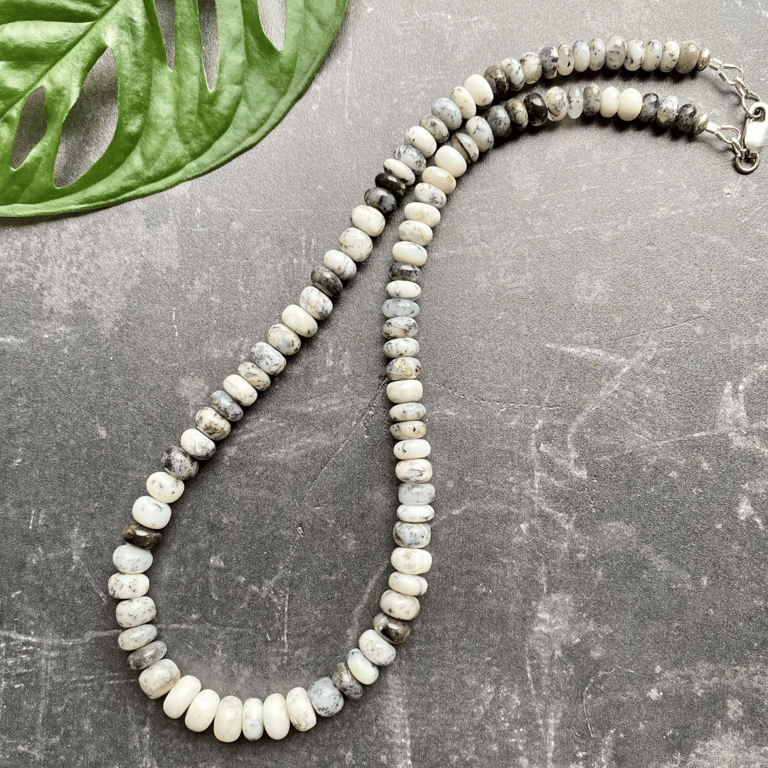 Dendrite Opal Monochrome & Sterling Silver Gemstone Necklace 