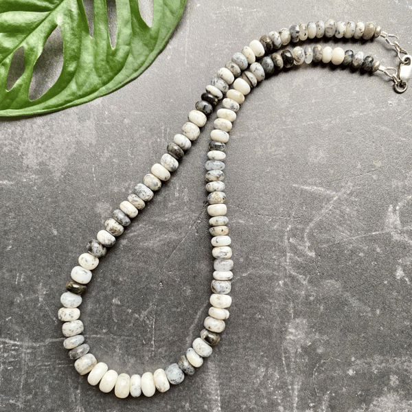Dendrite Opal Monochrome & Sterling Silver Gemstone Necklace 