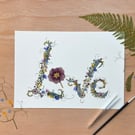 With Love From Nature - A4 pressed flower artwork - Giclee Floral Art print