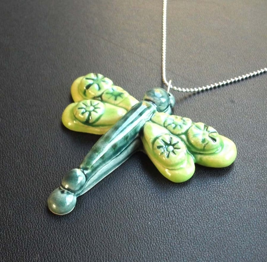 ceramic dragonfly necklace