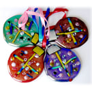 Bauble Round Fused Glass  Christmas Tree Decoration Dichroic 
