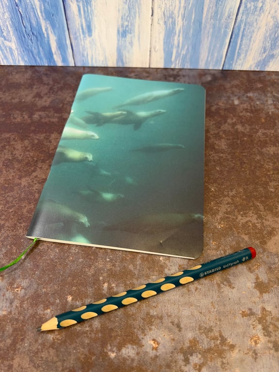 Notebook, Marine themed, A5 (ish), made from up-cycled and recycled materials.