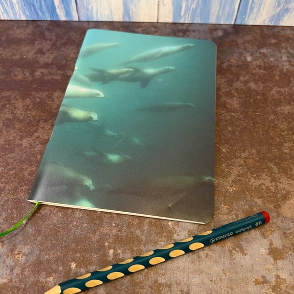 Notebook, Marine themed, A5 (ish), made from up-cycled and recycled materials.