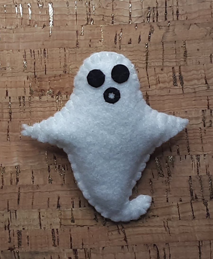 Ghost, White Felt Brooch
