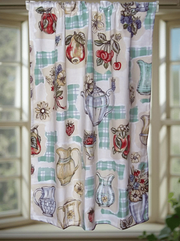 Small Curtain & Tie back Vintage Kitsch Retro Kitchen fabric