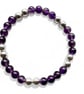 Amethyst Beaded Bracelet: Silver Hematite, Handmade Gemstone Jewelry