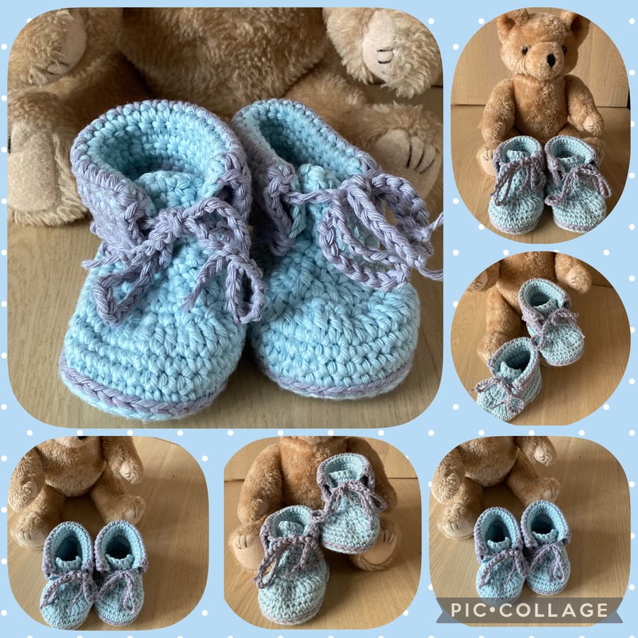 Crochet baby shoes  pram shoes 0-3 months bootees baby shower gift 