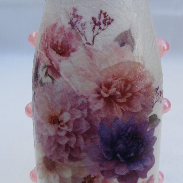Decoupaged Dahlia Pastel Flower Vase