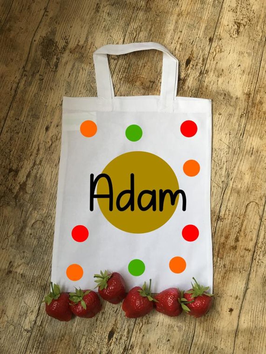 Polka dot personalised cotton party bags