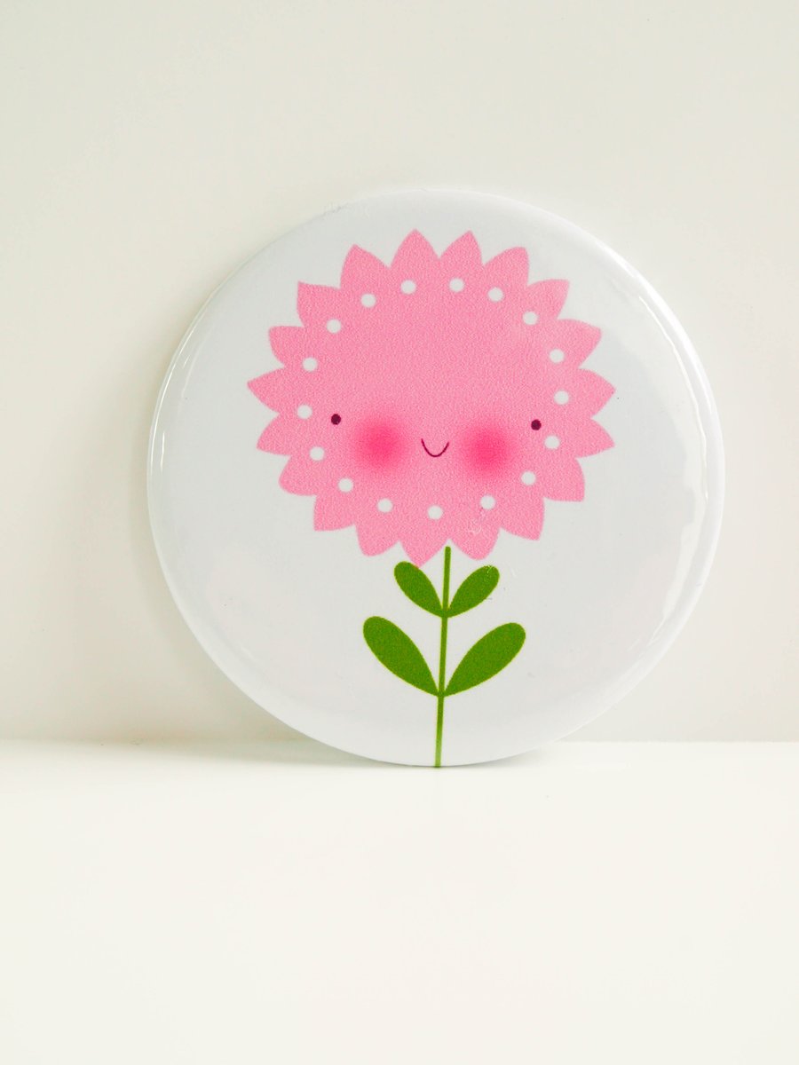 Pink Flower Pocket Mirror