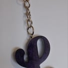 Handmade epoxy resin keyring with initial letter L