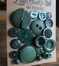 19 Vintage Mixed Dark Green Buttons - Image 1