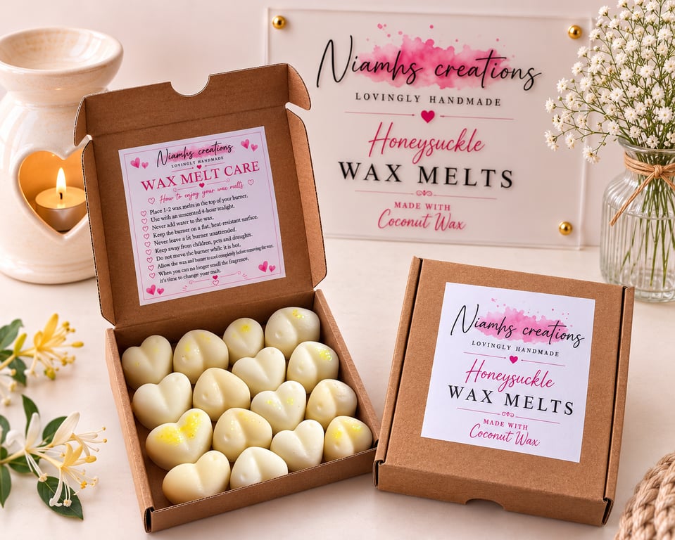 Honeysuckle Highly Fragranced Heart Wax Melts, Floral Scent, Vegan, UK Handmade