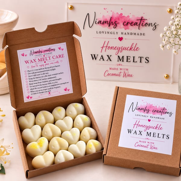 Honeysuckle Highly Fragranced Heart Wax Melts, Floral Scent, Vegan, UK Handmade