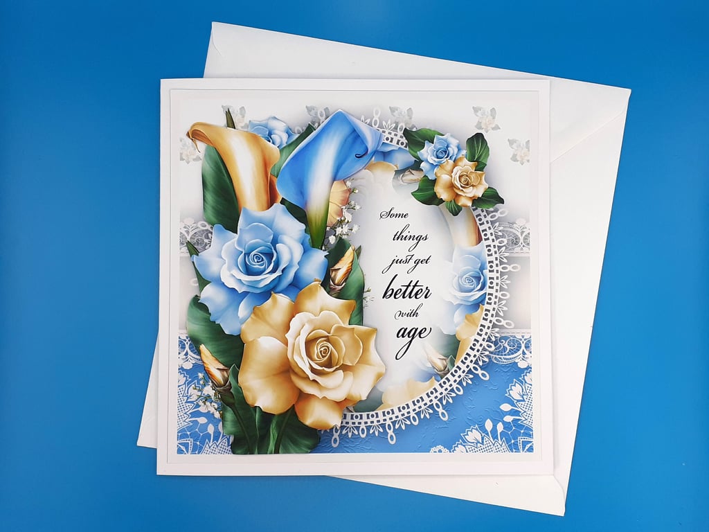 Birthday Card For Her,Decoupage,Large Card 