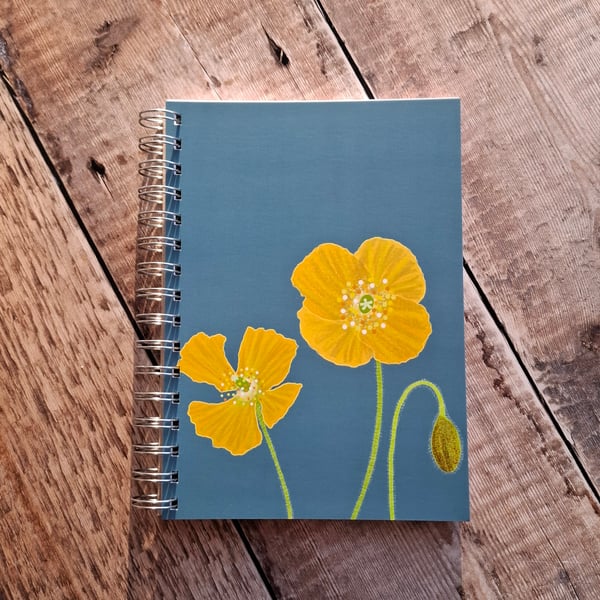 Yellow Welsh Poppy Wire Bound Notebook