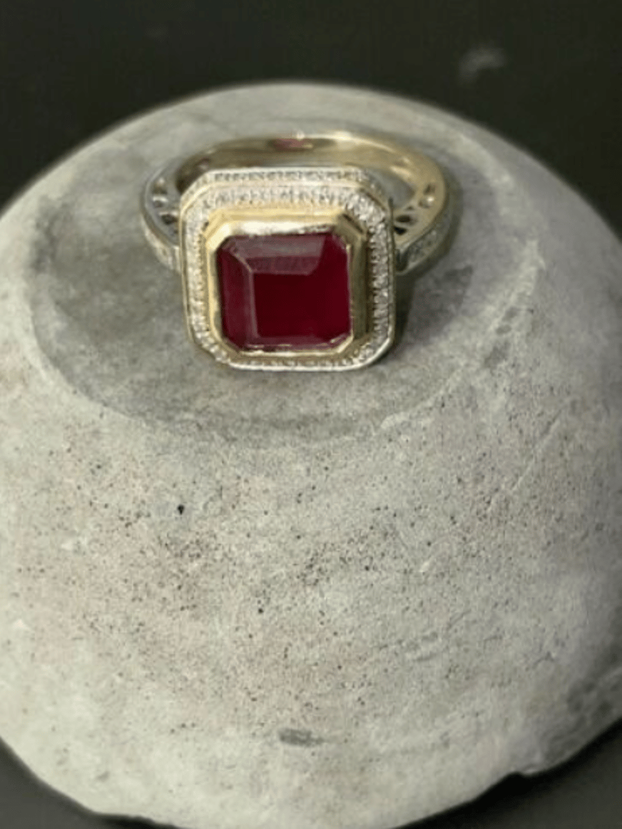  Ruby Lady's Gold Ruby Diamond Stone Ring 14K Yellow Gold 3.81ct Dia 0.45ct  