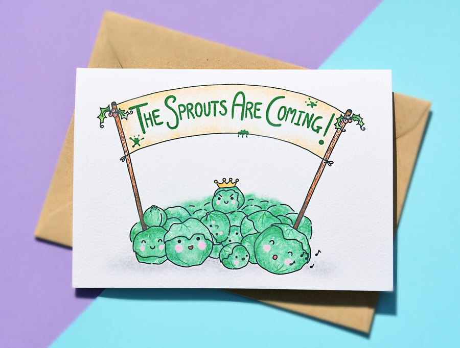 Funny Christmas Card, Christmas Sprout Card, The Sprouts Are Coming!