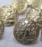 10 Small Gold Brocade Patterned Shank Buttons - Image 3