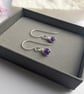 AMETHYST Dainty Wire Wrapped Earrings Sterling Silver February Birthstone - Image 7