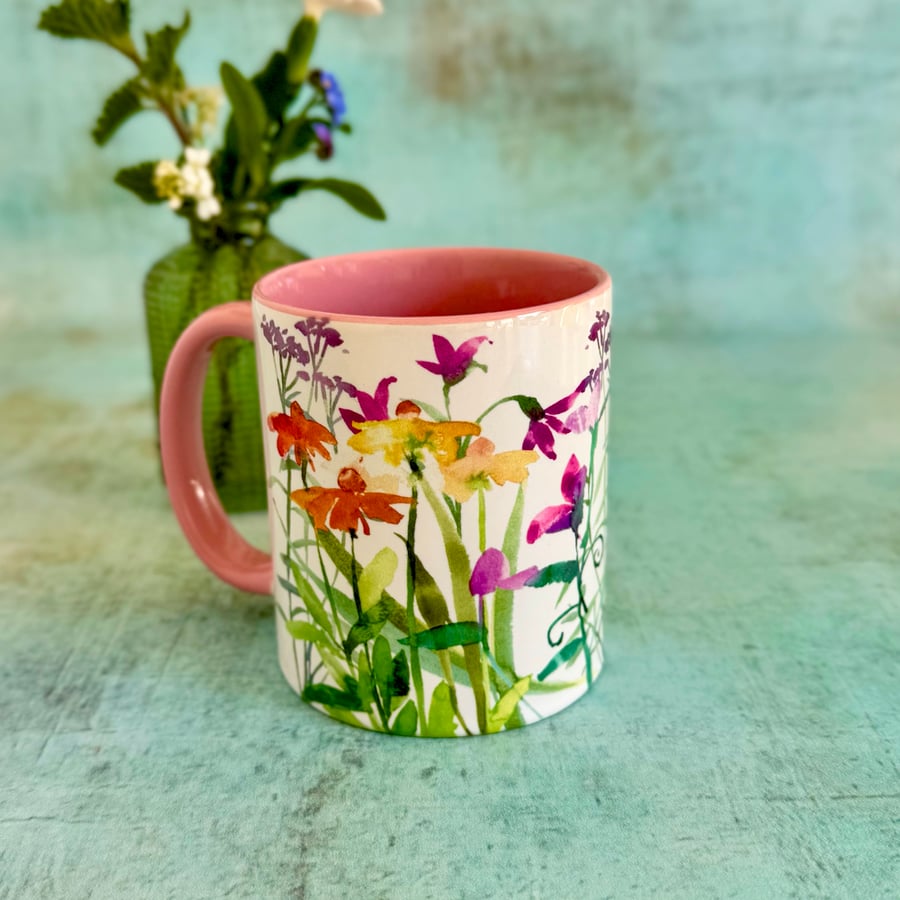 Sweetpeas and Echinacea mug