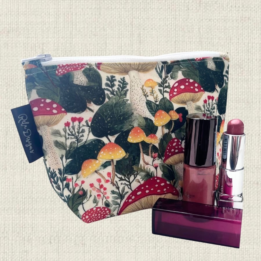 Cosmetic bags toadstools and mushrooms