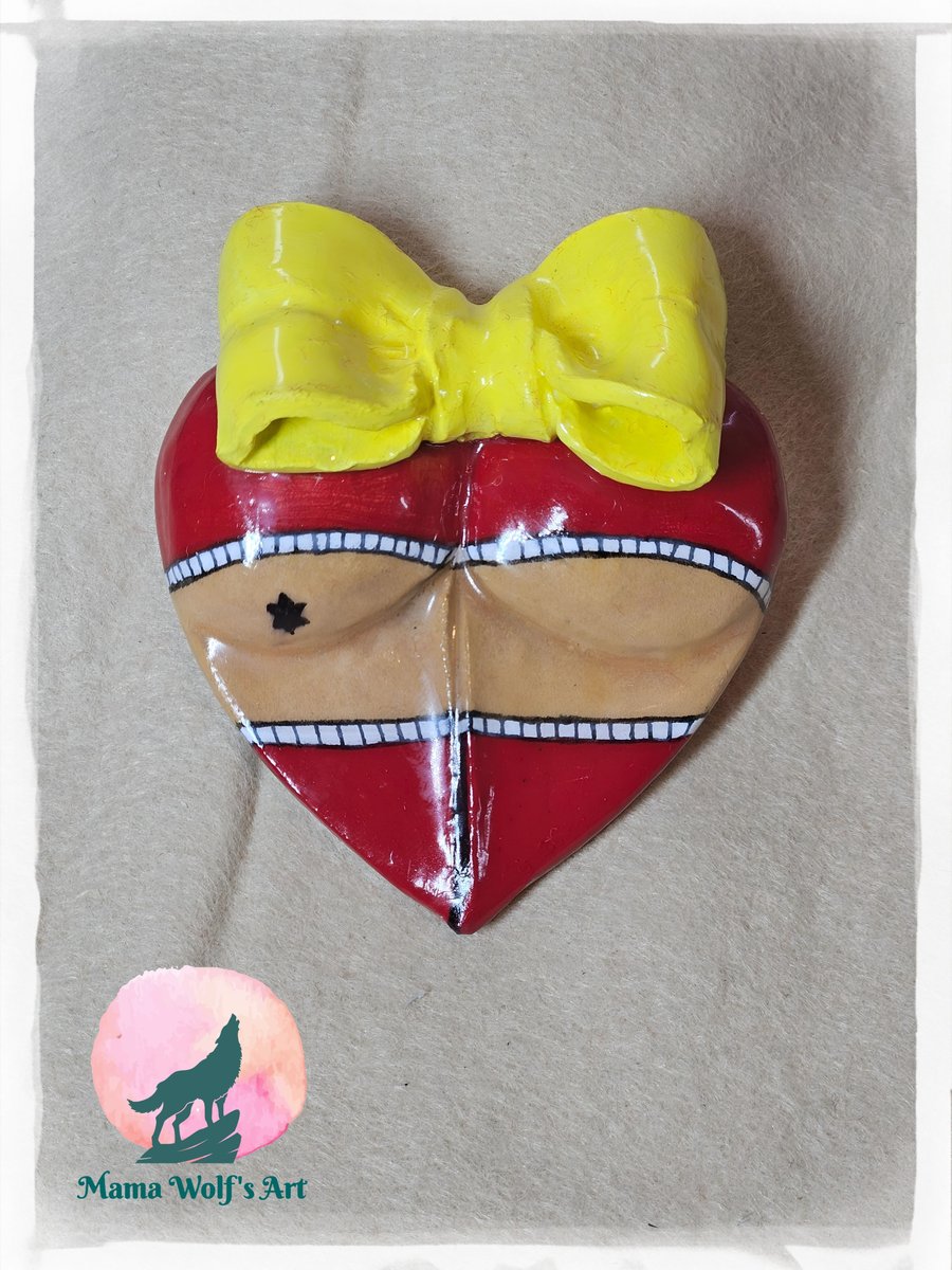 Heart Shaped Booty Brooch (RED & YELLOW)