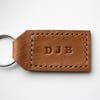 Personalised Leather Key Ring Handmade Tan Brown Keychain