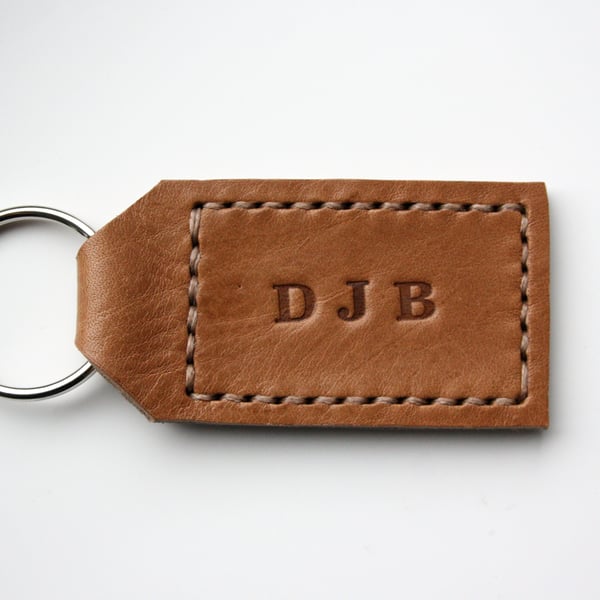 Stamped leather keychain on sale