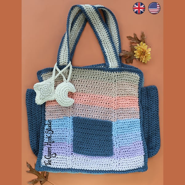 Crochet pattern - Selene Tote Bag, Eco-Friendly PDF Pattern, US & UK Terms