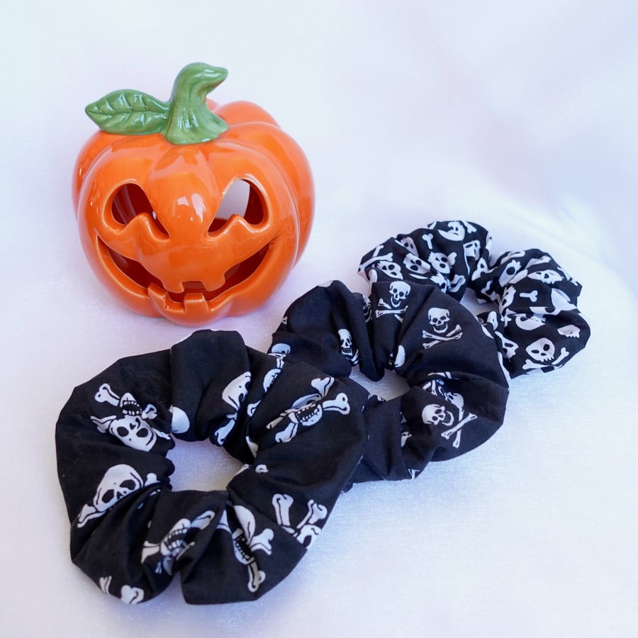 Halloween Scrunchies, Skull Scrunchies, Jumbo Skull Scrunchies, Gothic