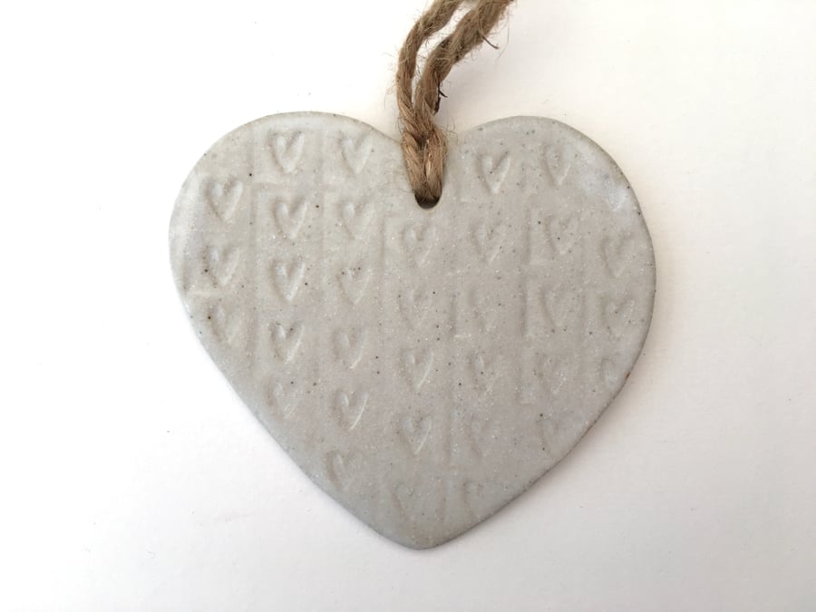 Bespoke Hand made Loveheart hanger, ceramic lovehearts, gift idea, home decor