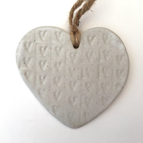 Bespoke Hand made Loveheart hanger, ceramic lovehearts, gift idea, home decor