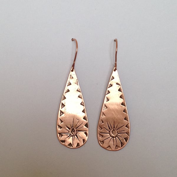 Copper stamped earrings 