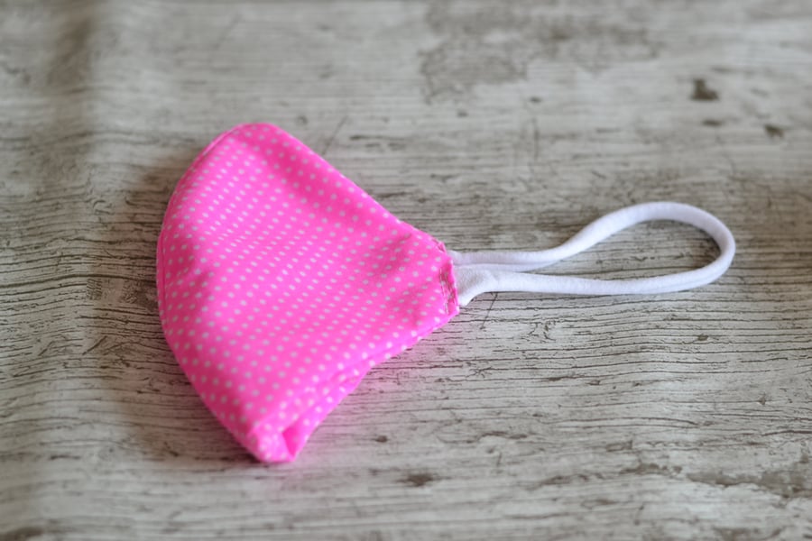 Hotpink Polka Dot Cotton Face Mask