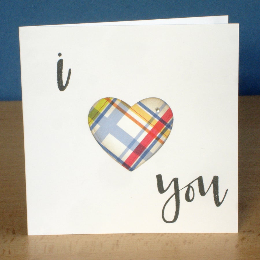 Multi-coloured Heart handmade card