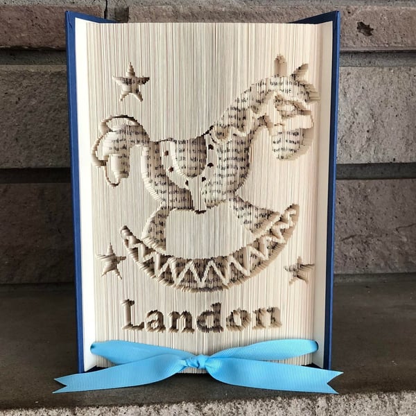 Rocking Horse Custom  180 CUT & FOLD Book Folding Pattern - EMAILED PDF PATTERN